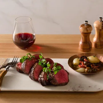 Steak and a glass of red at the bistro